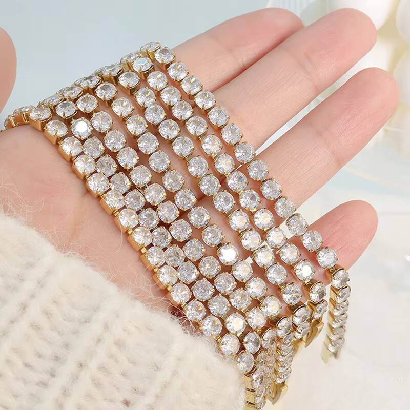 Tennis Bracelet Stainless Steel Tennis Chain Customized Bracelets Women 18K Gold Plated Bracelet Femme En Acier Inoxydable 2023