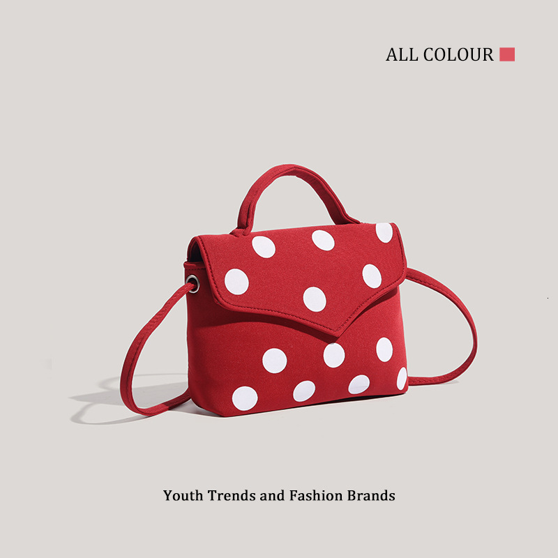 Red Polka Dot Handbag for Women 2025 Fashion Versatile Commuter Shoulder Crossbody Bag ddmymoon