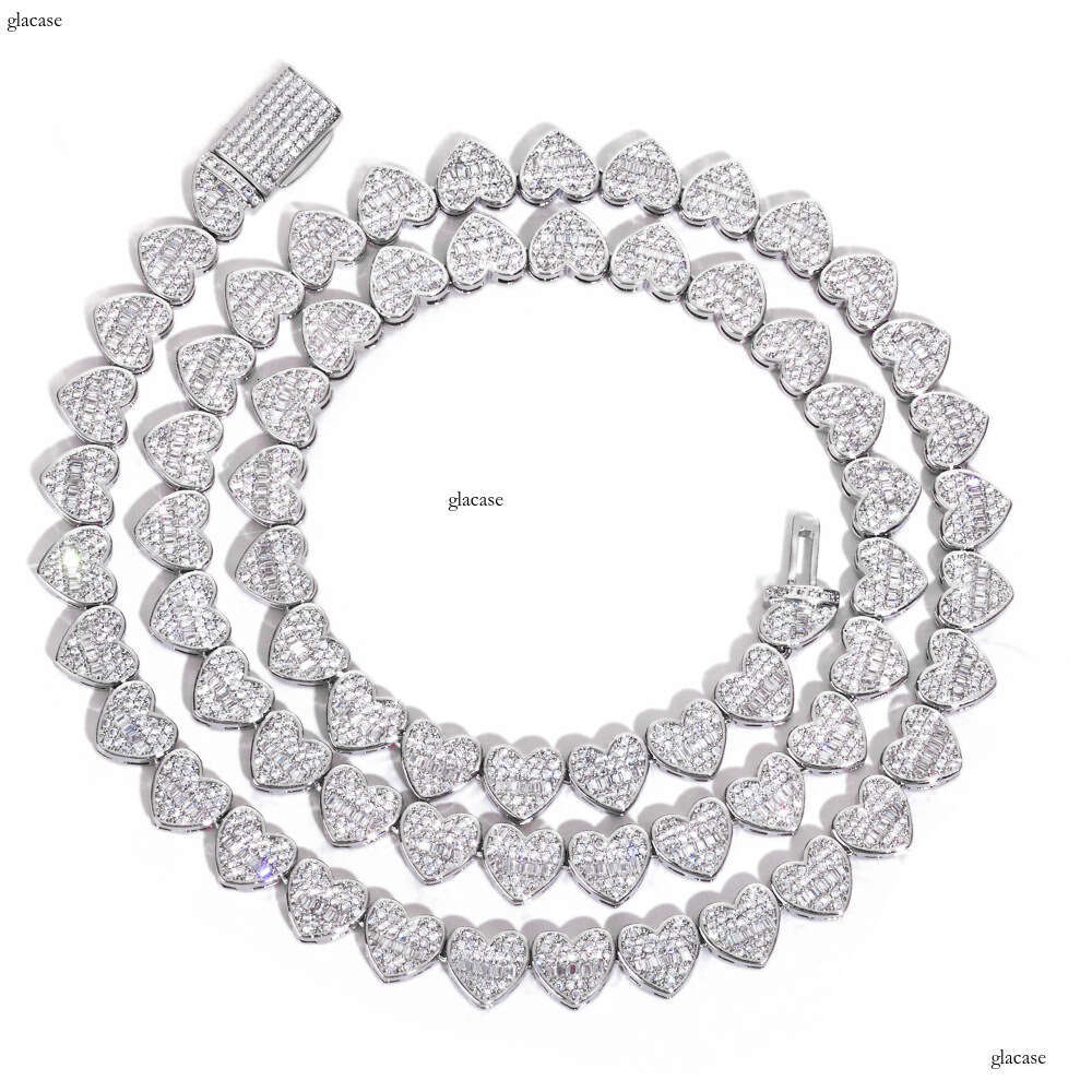 Hip Hop 8mm Flip Buckle Heart Versatile High-end Jewelry Men's Moissanite chain Necklace