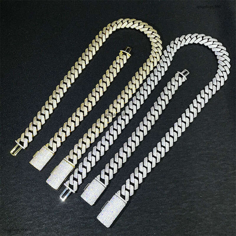 15mm 4 Row Dia Cuban Necklace for Men Moissanite chain Full Inlay Hot Sale