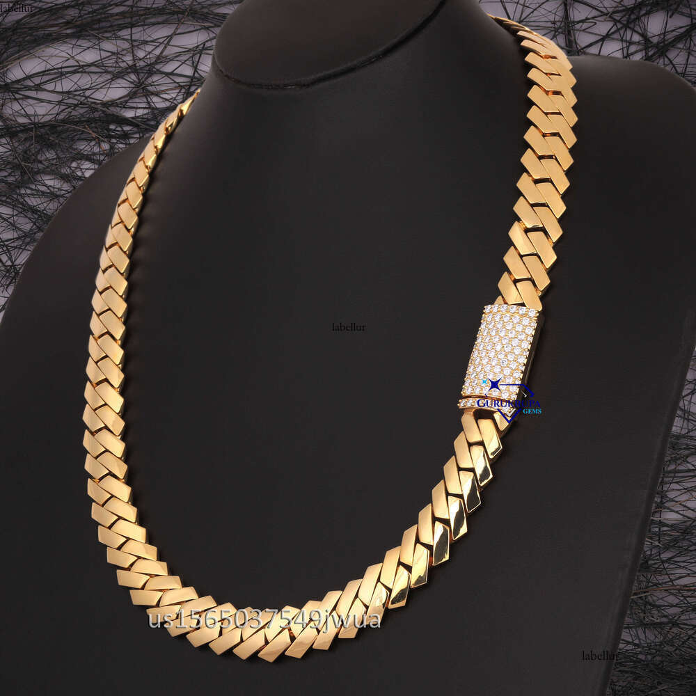 Luxurious Sterling Sier Quality Moissanite Cuban Chain Necklace Men's Fashion Hip-Hop Jewelry Gift