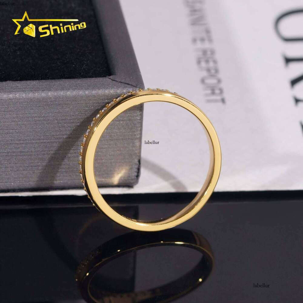 fashion Jewelry Gold Plated Female Sterling Silver Half Eternity Band Moissanite Ring