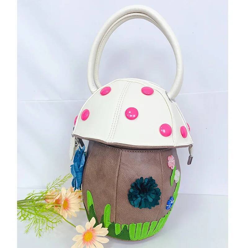 Creative Mushroom Shape Handbags for Women Fashion Designer Brand Purses Cartoon Shoulder Female Crossbody Bags Bucket Bag