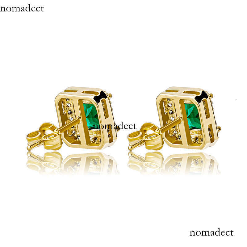 New Emerald Square Zircon Earrings Korean Fashion Elegant Simple Geometric National Trend Small Ear Jewelry