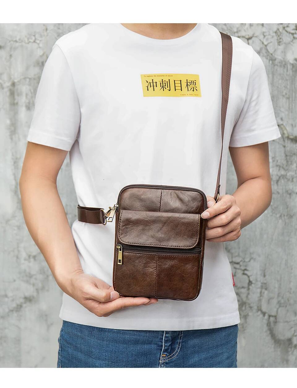 Luufan 2020 New Fashion Genuine Leather Shoulder for man Small Messenger Bags Mini Travel Crossbody Men Flap Bag Male