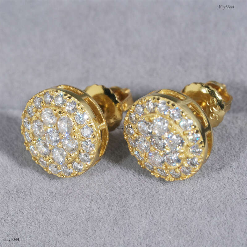 ICED OUT New Earrings Full Moissanite Sier Real Gold Plating Special