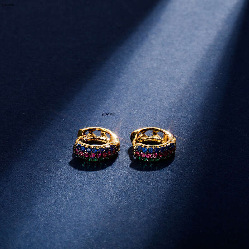 Hot Selling Simple Colorful Zircon Earrings for Women, Stylish and Elegant Accessories
