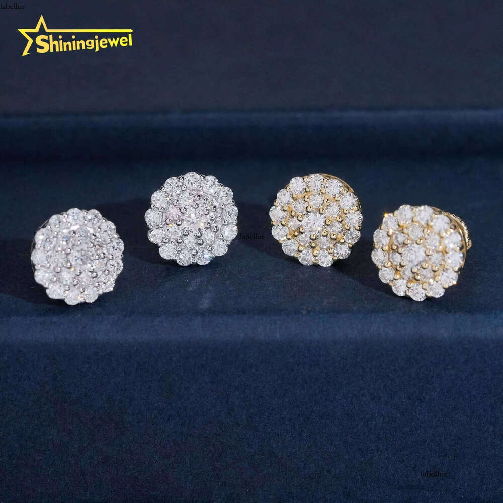 Jewelry 11mm Hip Hop Sier Iced Out Lab Dia Stud Earrings Certificate