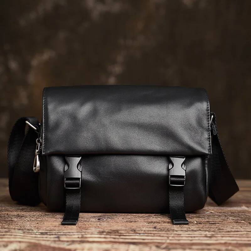 NUPUGOO Men's Shoulder Bag Genuine Casual Crossbody Bags Business High Quality Soft Leather Messenger For 7.9 Inch Ipad