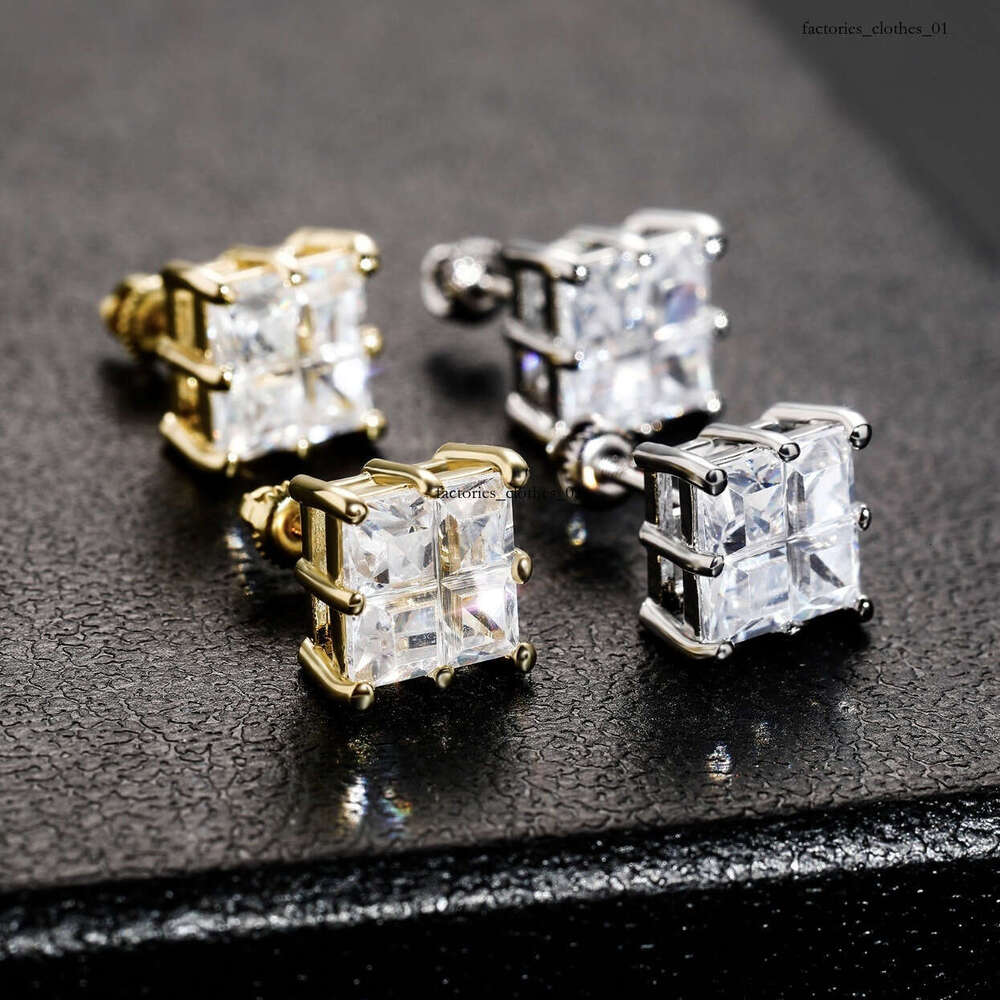 INS Hip-Hop Square Zircon Unisex Fashion Personality Simple Earrings Jewelry