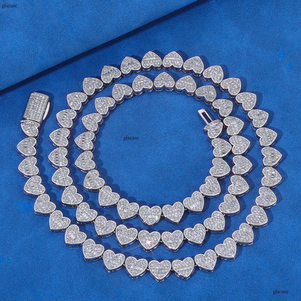 Hip Hop 8mm Flip Buckle Heart Versatile High-end Jewelry Men's Moissanite chain Necklace