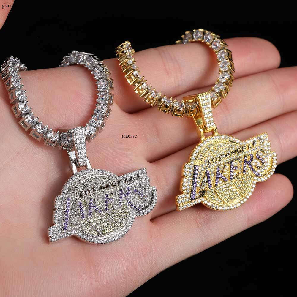 Jewelry Lakers Team Pendant Micro Paved Moissanite chain Personality Trendy Hip Hop Fan Men's Necklace