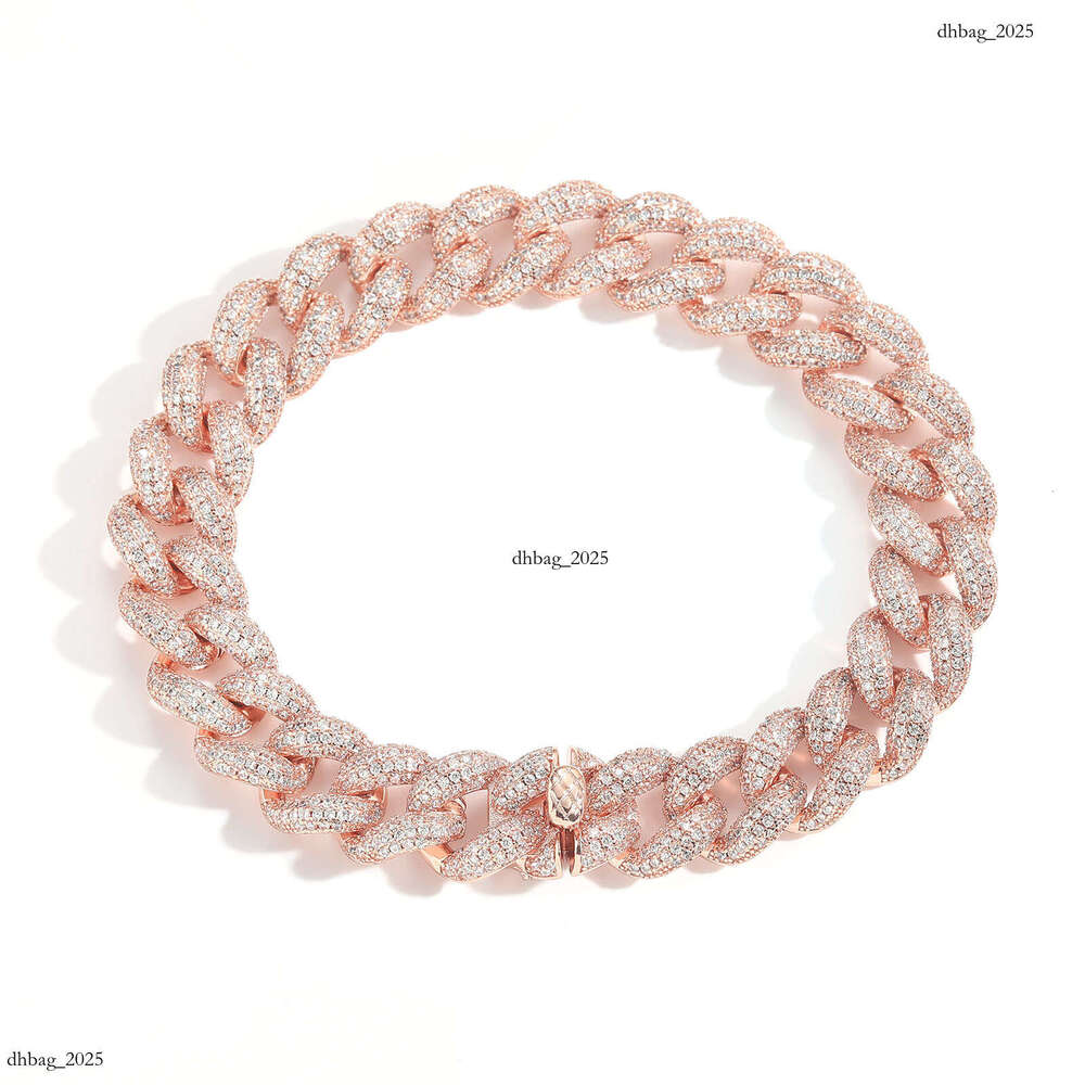 12mm Bubble Cuban Chain 4 Row Zircon Rose Gold Unisex Hip Hop Simple Trendy Necklace