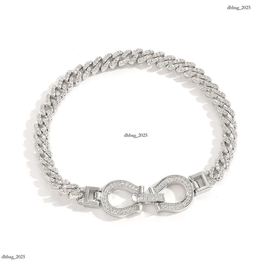New Horseshoe Buckle Cuban Chain 4mm Micro-Paved Zircon Fashion Niche Unisex Bracelet Hip-Hop Accessory