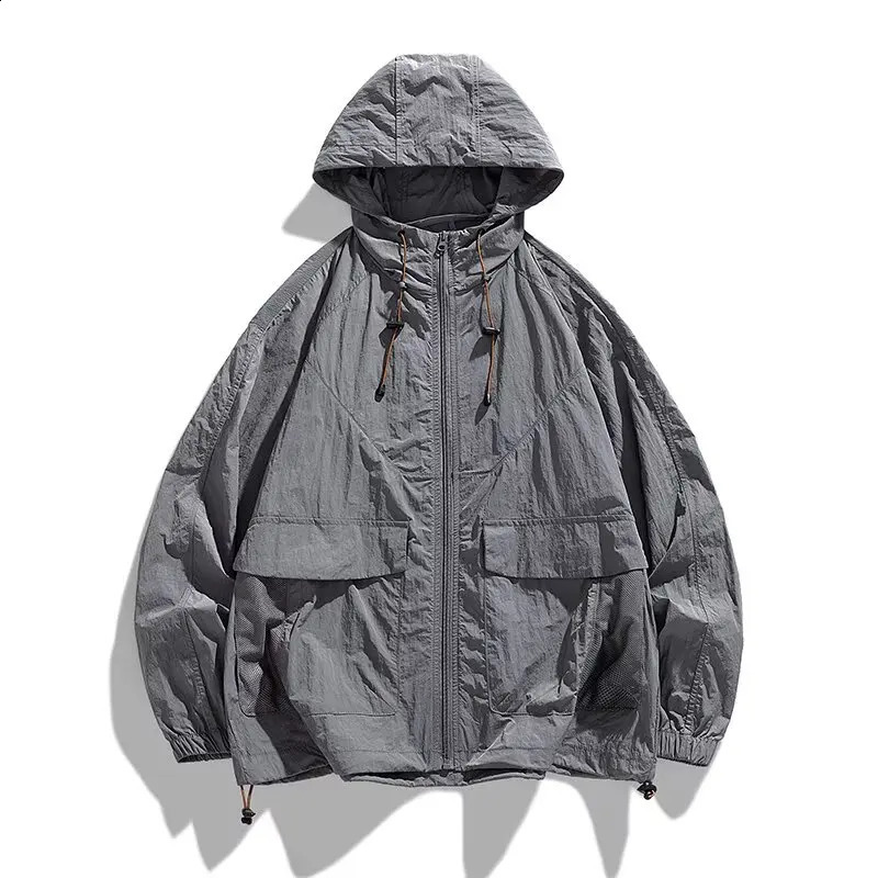 Summer Japanese Harajuku casual lazy simple temperament trend mens and womens sunscreen clothes ice silk cool fashion jacket 250809