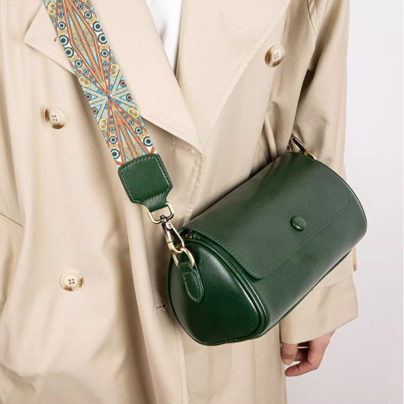 Mao Pian Charcoal Luxury Free Shipping Designer Top Leather Cylinder Bag Retro Fashion Single Shoulder Crossbody Bag 2025 Genuine Leather