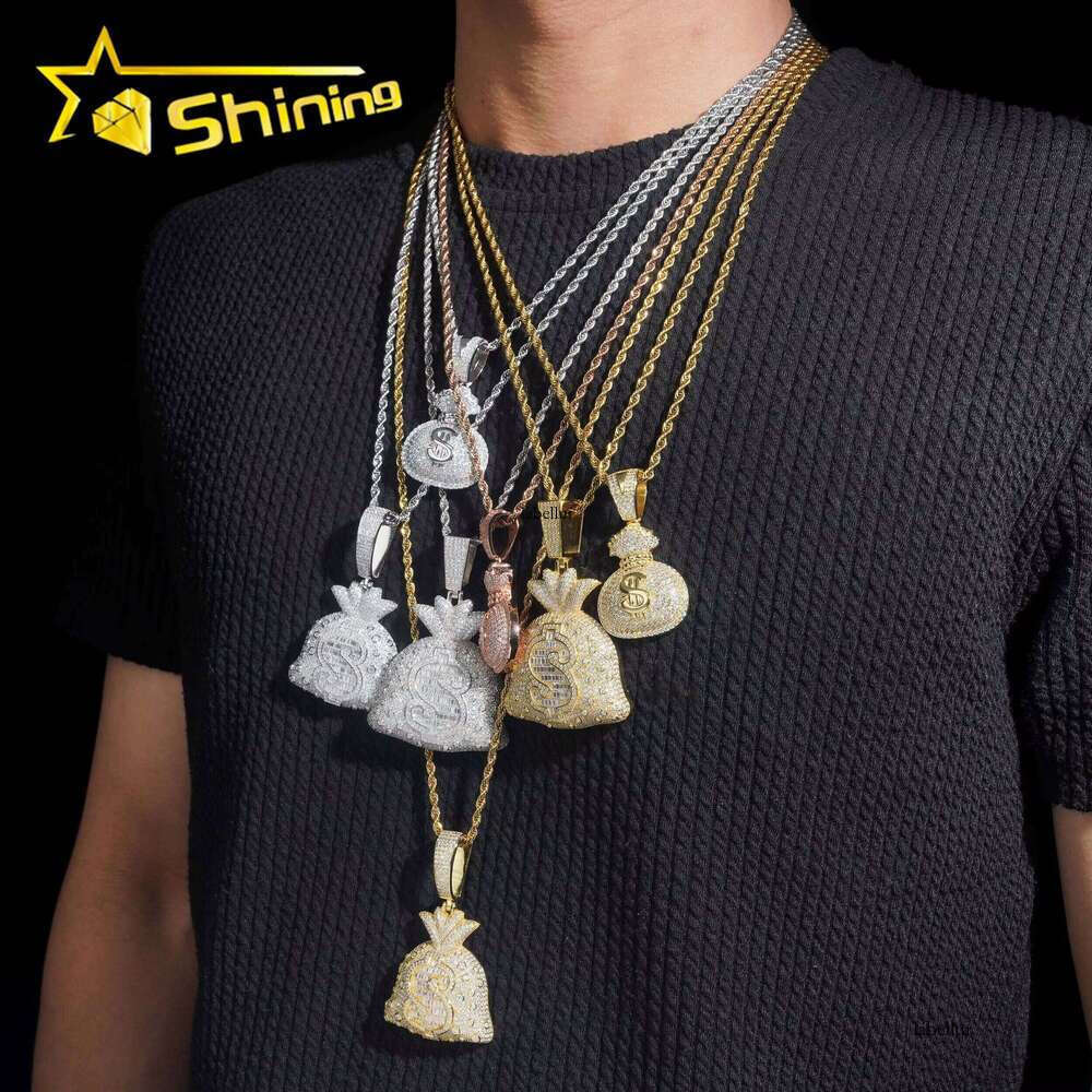 Pass Dia Tester Sterling Sier Wholesale Price Money Bag Iced Out Moissante Hip Hop Pendant