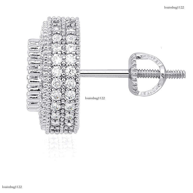 Sterling Sier Round Full Zircon Hip-Hop Personality Unisex Trendy Earrings