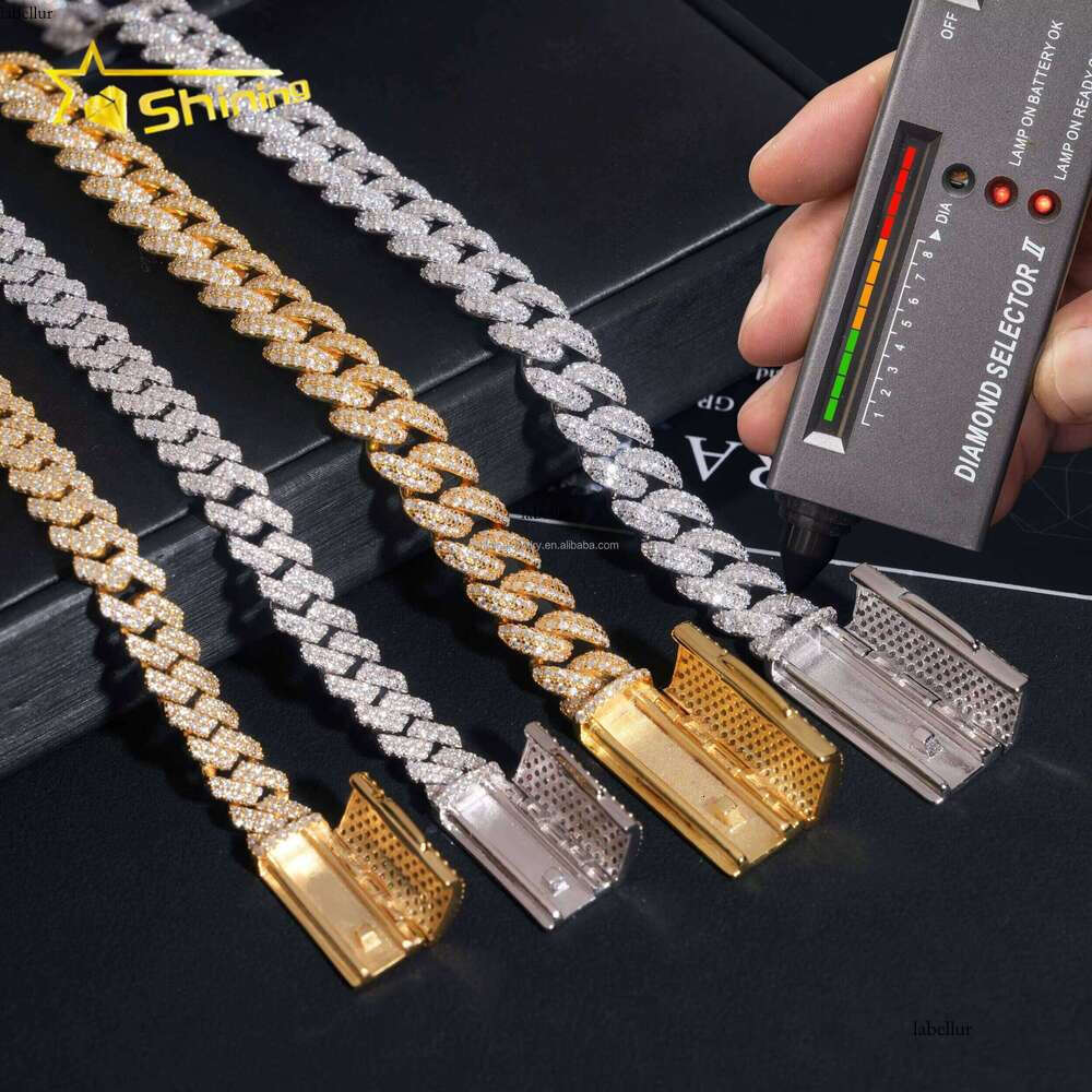 Hip-Hop Men's Pure Sier 8mm 10mm 2 Rows Iced Silicone Cuban Bracelet
