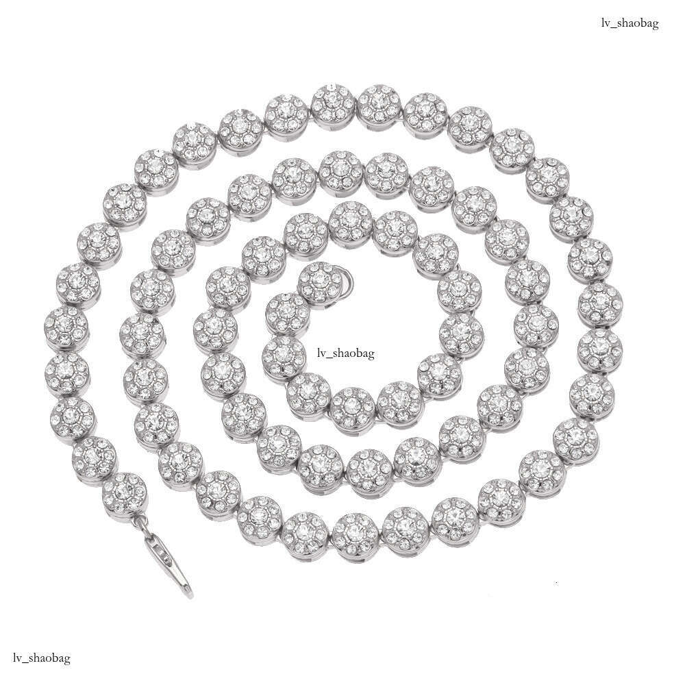 HipHop Personality High-Quality Men's Round Single Row Necklace Hip-Hop Rap Full Rhinestone Jewelry