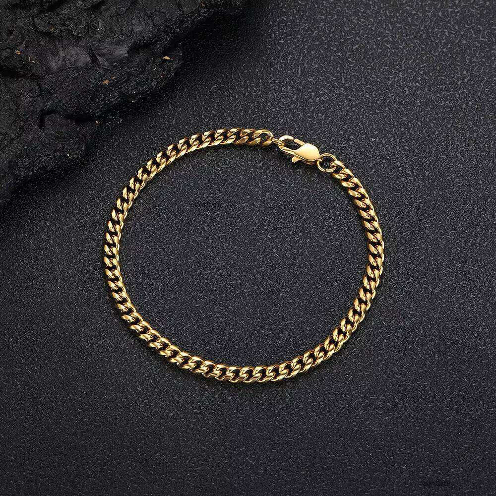 NUOYA Men's Hip Hop Jewelry Stainless Steel Wholesale Gold PVD Plated Miami Cuban Link Chain Bracelet