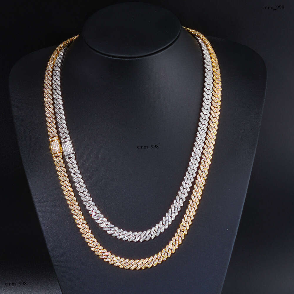 Hip Hop 8mm Flip Buckle Men's Cuban Chain High-Quality Jewelry Double Row Dia Rhombus Necklace