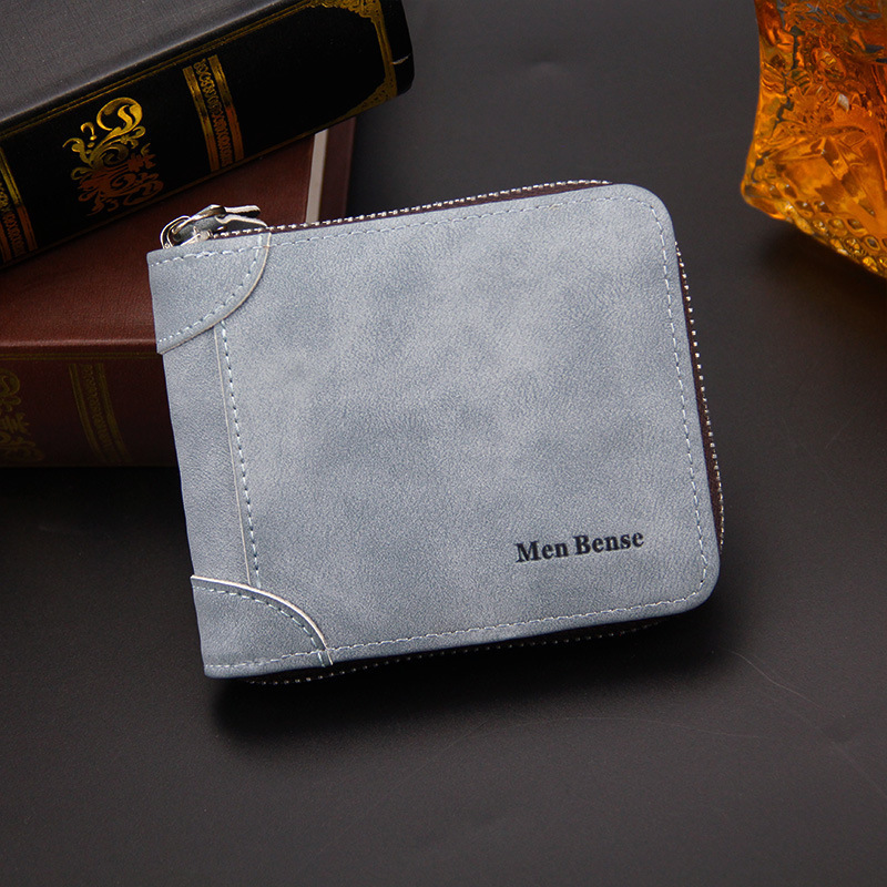 Menbense New Men's Short Wallet Fashion Business Men's Zipper Wallet Coin Luxury Bag Purse Men's Wallet Money Clip