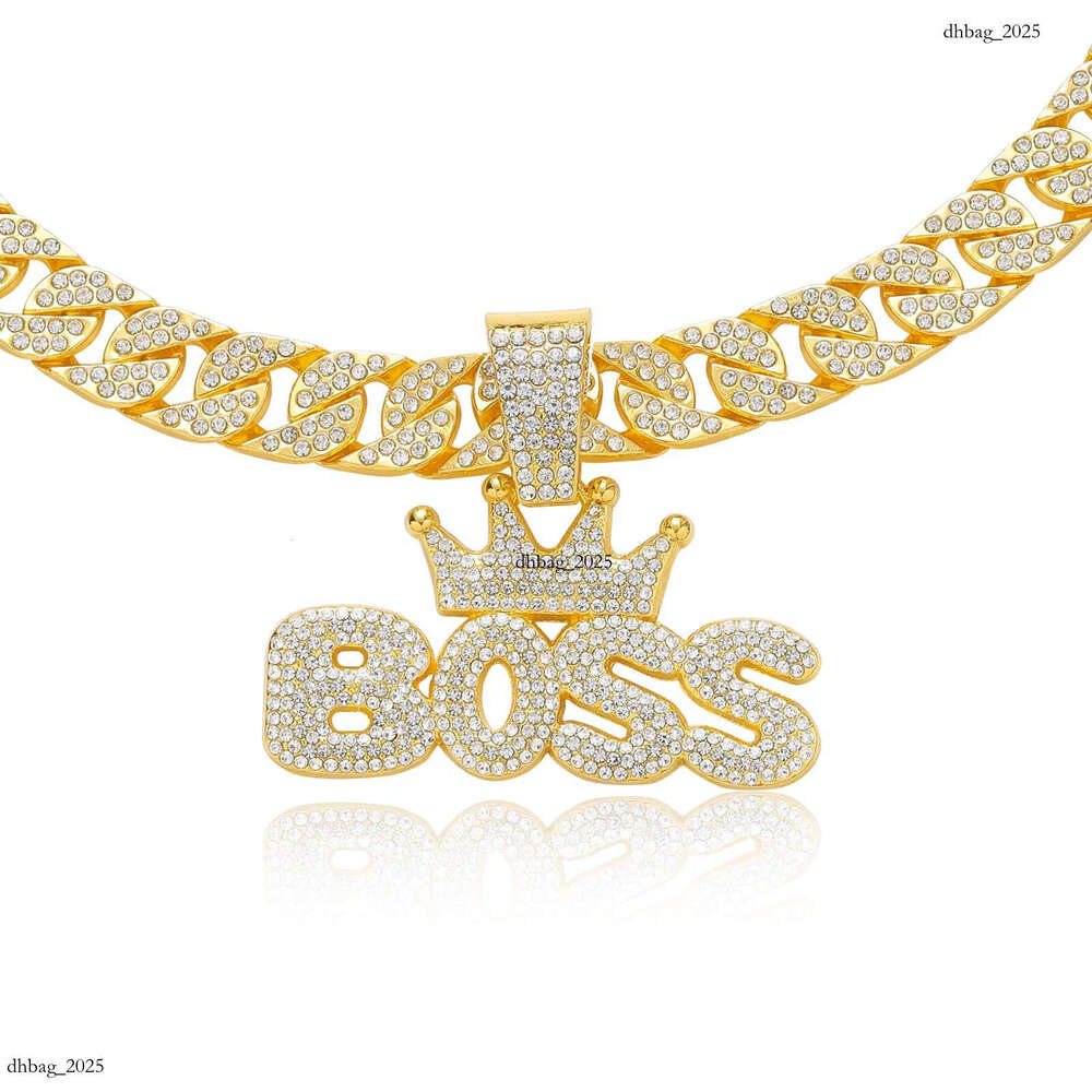 Necklace Alloy Letter Inlaid Dia Pendant Nightclub Personality Men's Hip Hop