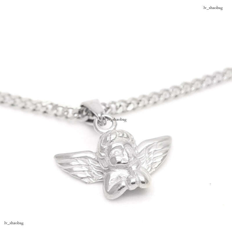 Hip Hop Gold Little Angel Sterling Silver Pendant Men's Trendy Fashion Necklace Jewelry