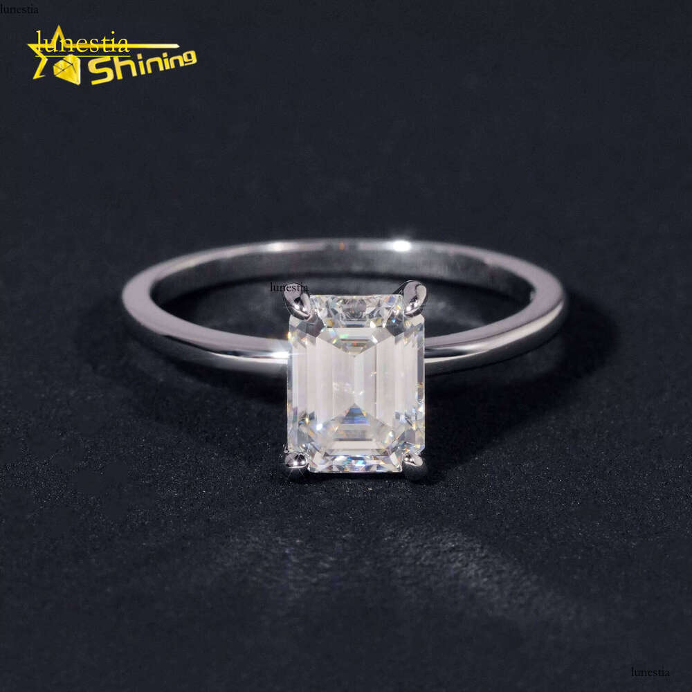 Pure Silver VVS Engagement for Women 2CT Rhodium Plated Gold with Inlaid Gemstone Women's Ring