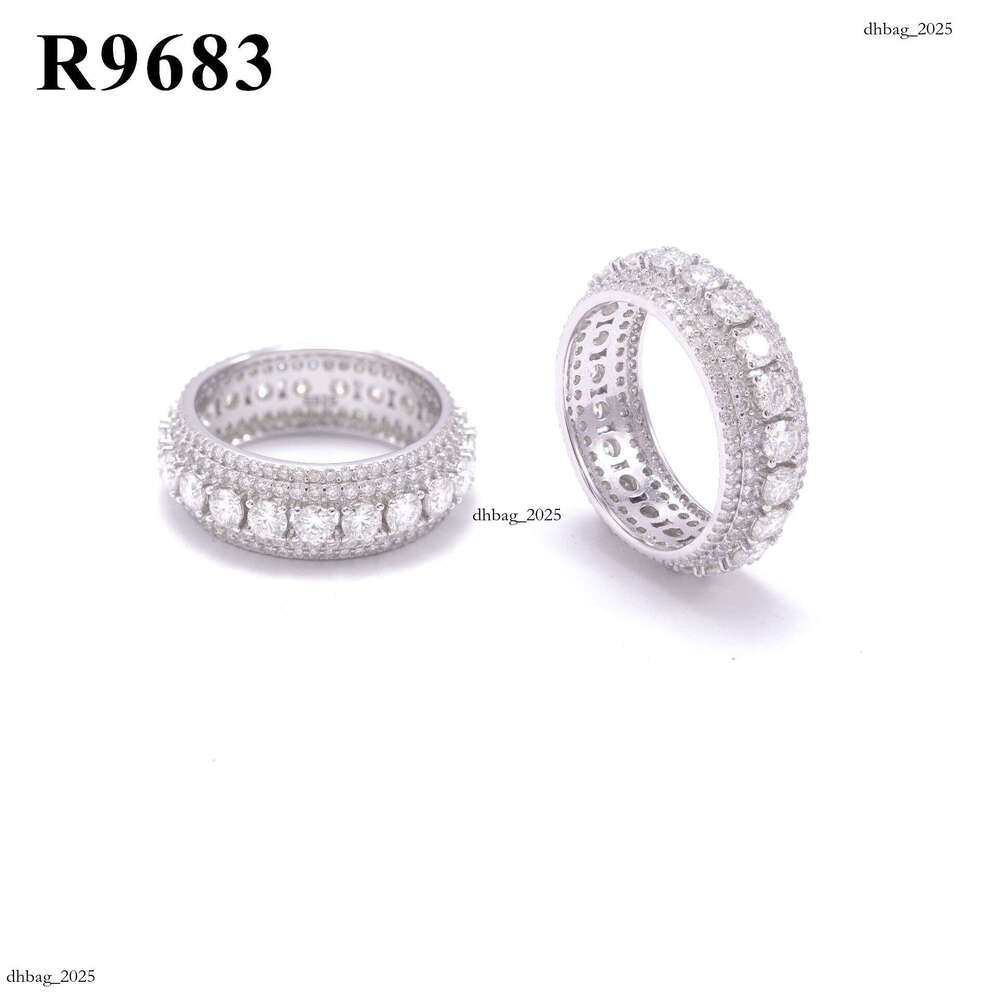 Five Rows Full Inlaid Moissanite Hip Hop Trendy Personality Rotatable Ring