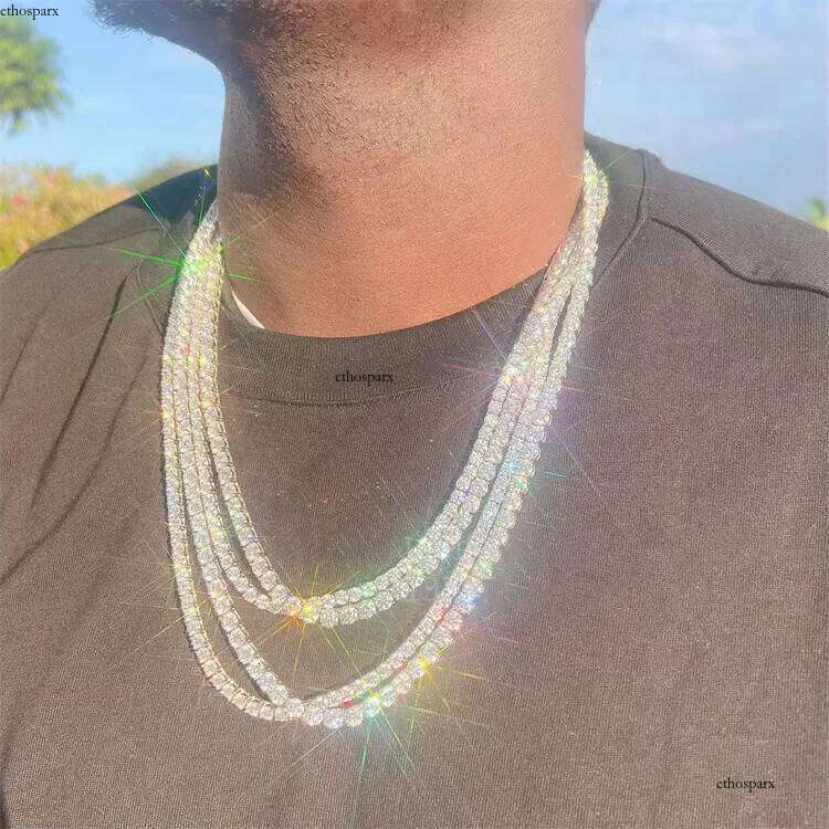 Hot Selling Sterling Sier Moissanite Tennis Chain Hip Hop Style Necklace