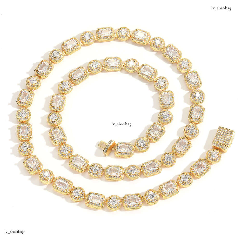 8mm Square Round Rock Candy Chain Necklace T Cubic Moissanite chain Creative Niche Men Hip Hop Trendy Jewelry