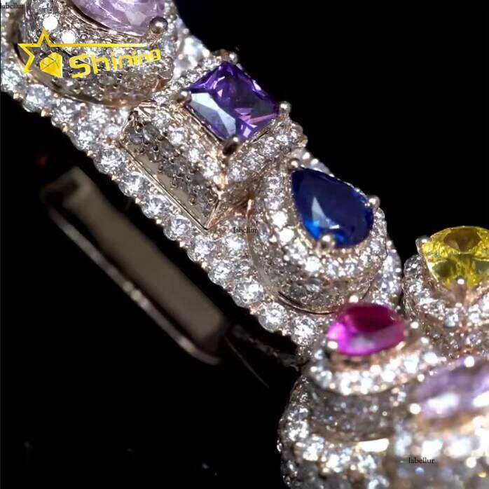 Trendy New Arrivals 2025 Fancy Cut Dias Fashion Icd Out Multi-Colored Gemstones Moissanite Hip Hop 3D Cross Pendant Necklace