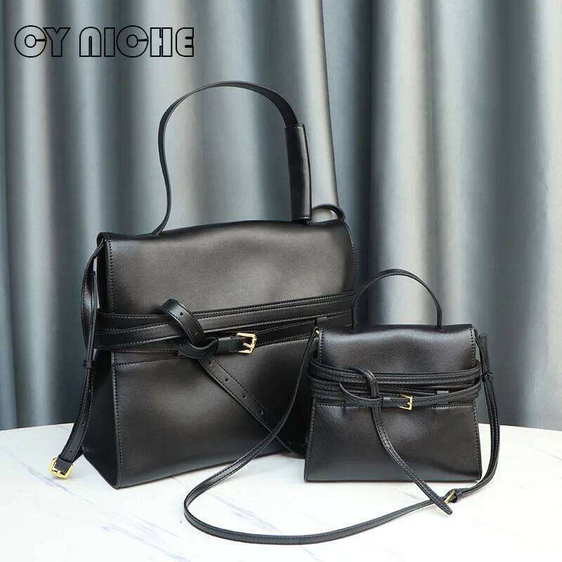 Spring and Autumn New Women's Leather Crossbody Handbag Simple Belt Buckle One Shoulder Student Bag