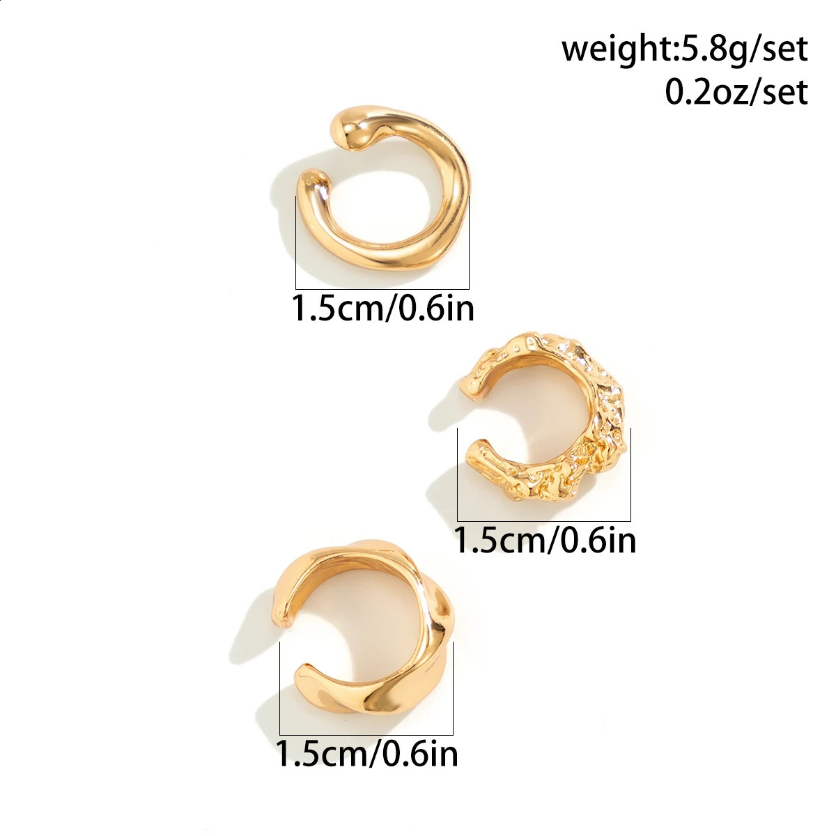 3Pcs/Set Delicate Vintage Clip Earrings for Women Trendy Creative C Ear Cuff Non-Piercing Earring Jewelry Gift Wed Accessories 250807