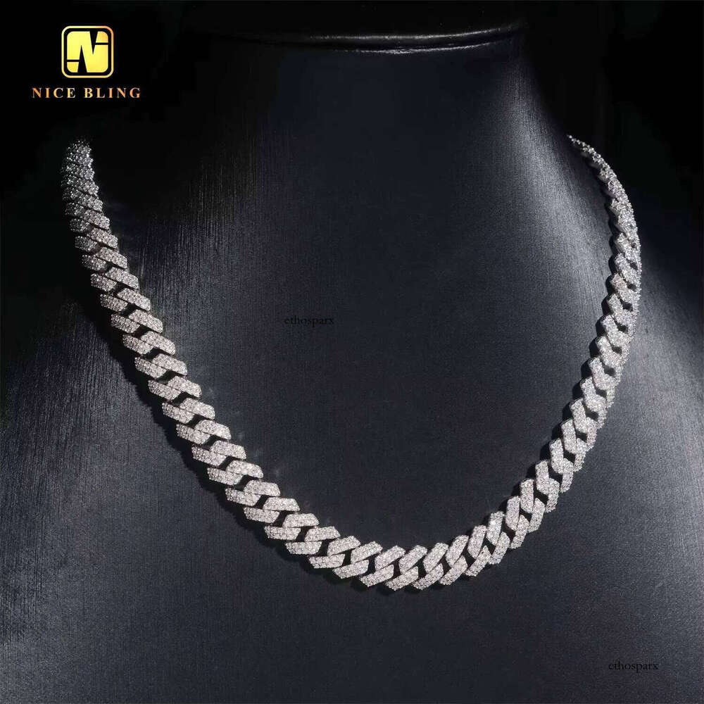 Sale Promotion 10mm Fine Iced Out Dia Cuban Link Chain Hip Hop Jewelry VVS Moissanite Bracelet Necklace for Men