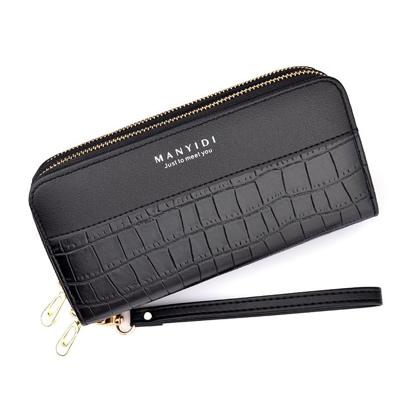 New Women's Wallet Long Double Zipper Phone Bag Luxury Bag Fashion Designer Bag Crocodile Pattern Large Capacity Mom Double Layer Clutch