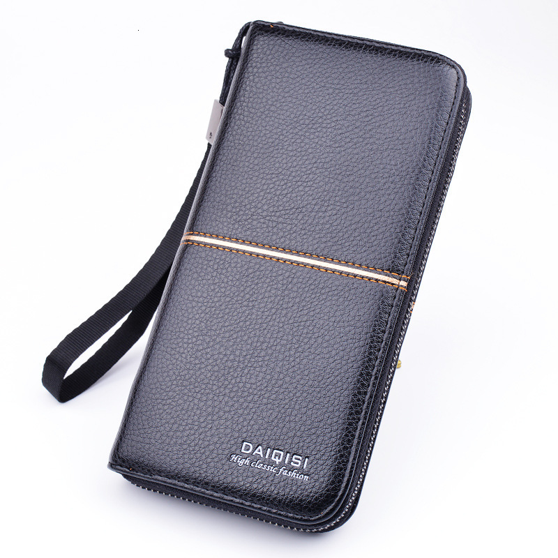 New Men's Wallet Long Zipper Clutch Luxury Designer Bag Bag Men's Money Clip Business Casual Large Capacity Soft Leather Wallet Phone Bag