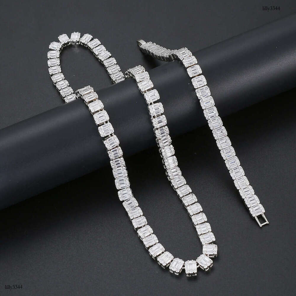 9mm Cubic Hip-Hop Necklace T-Cubic Moissanite chain Mixed Inlay Dominant Men's Collarbone Chain