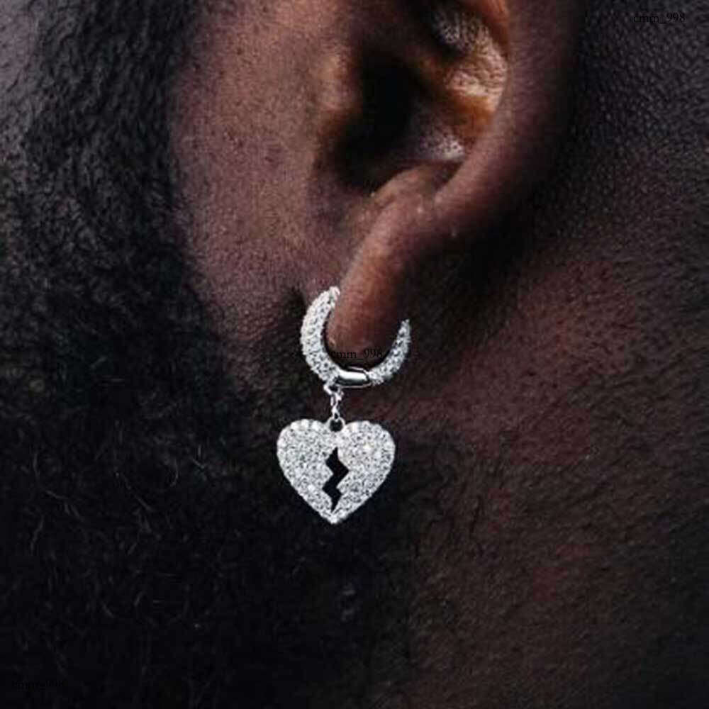 Heartbreak Hip Hop Full Zircon Personality Unisex Hiphop Stud Earrings