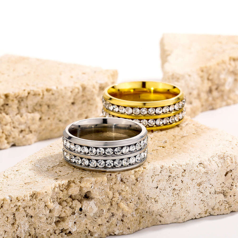 Square Zircon Titanium Inlaid Sterling Silver Couple Diamond Popular Ring
