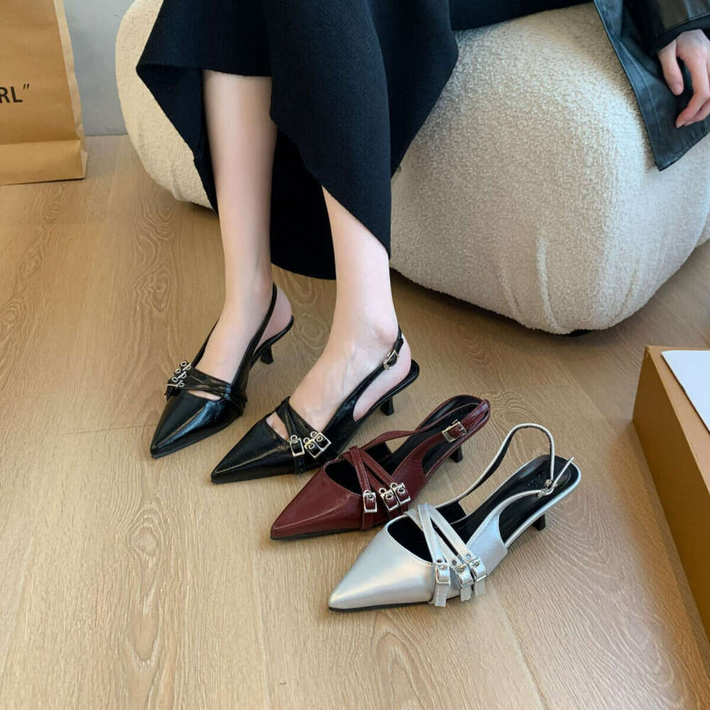 Pointed High Heels Women Thin Heel Mary Jane Evening 2025 New Spring Designer Shoes Summer French Style Closed Toe Sandals Single Shoes