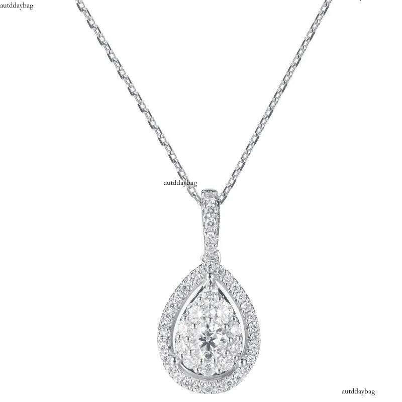 2024 Choucong Ladies Jewellery Water Drop Pendant Stunning Sterling Sier Pear Cut Pink Moissanite Dia Party Women Wedding Beach Cicle Necklace Gift