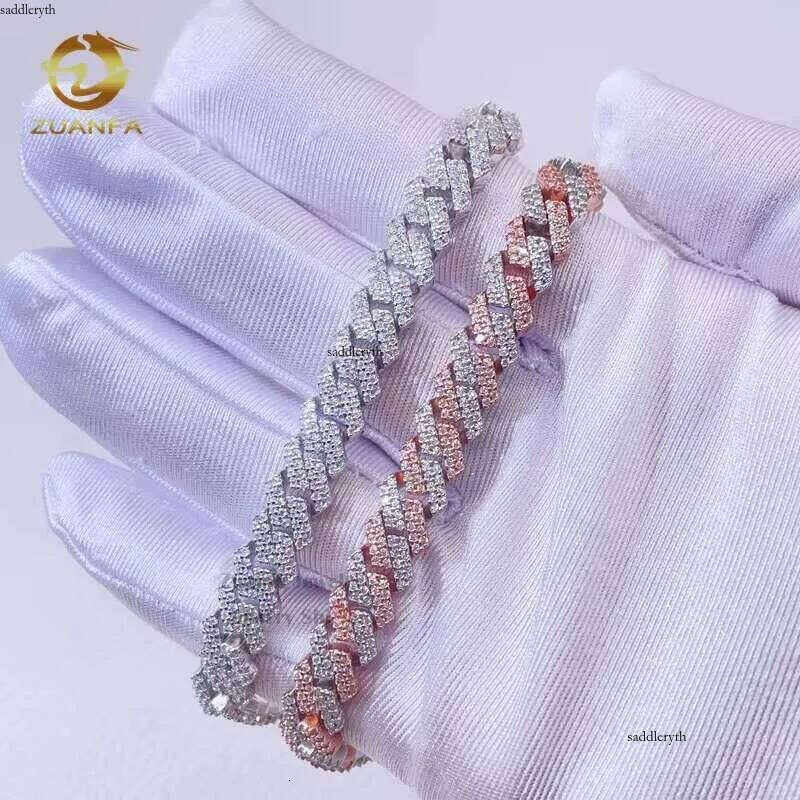 GRA 8MM Double Row Iced Out Men Women Fashion Stylish VVS Dia Moissanite Cuban Chain 73 27