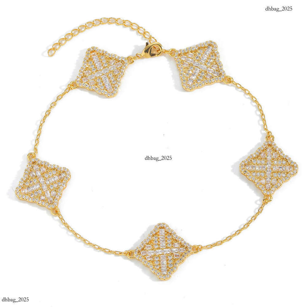 New Lucky Clover Bracelet Summer Women High-end Gold Light Niche Sterling Silver Inlaid Dia Jewelry