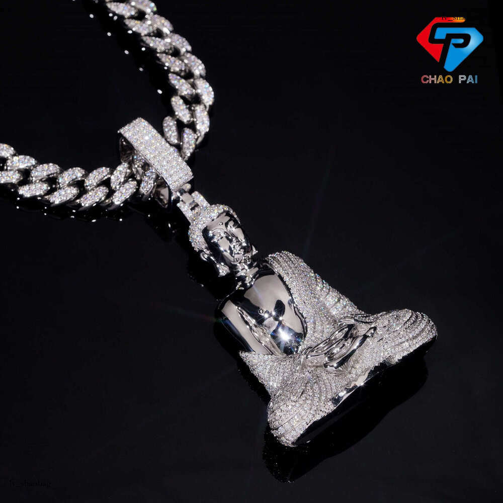 Inlaid Dia Buddha Pendant Men's Exaggerated Hip-Hop Cuban Necklace Jewelry
