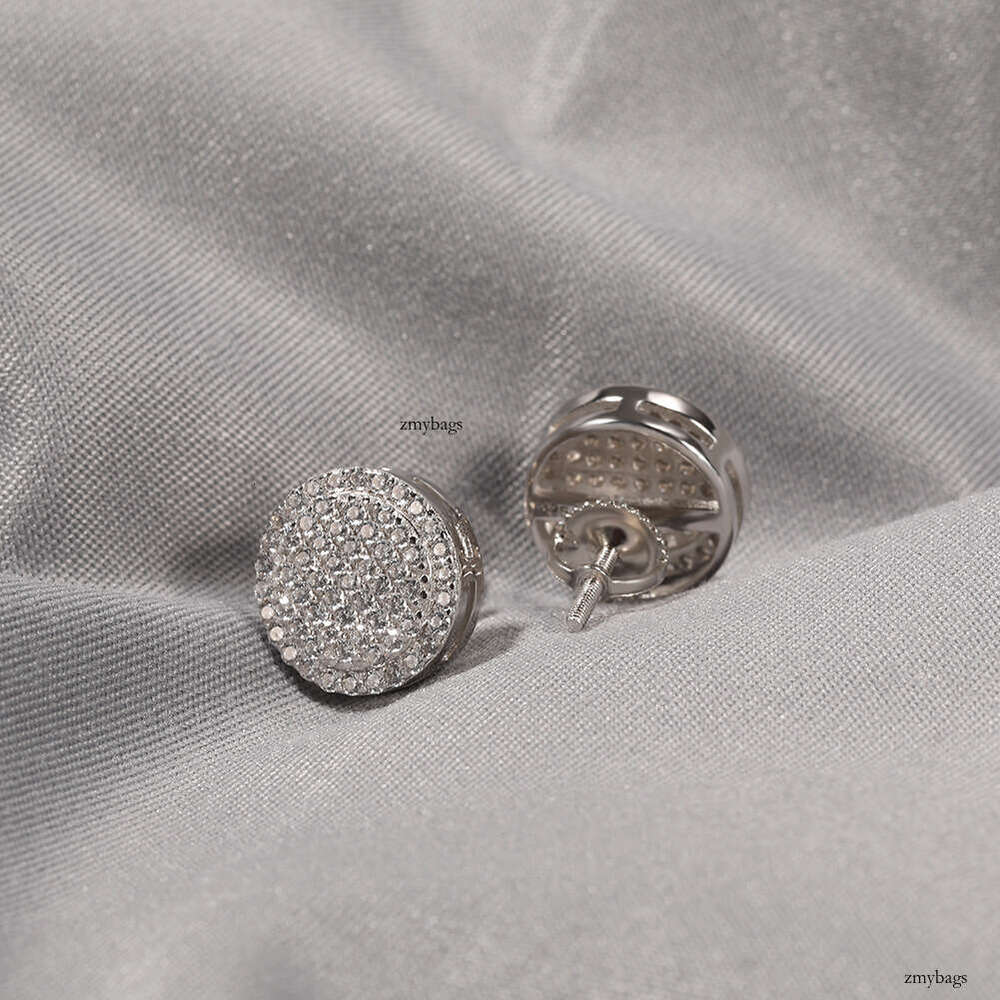 Hip-Hop Hot-Selling Sier Zircon Earrings Round Street Style Unisex Simple Jewelry