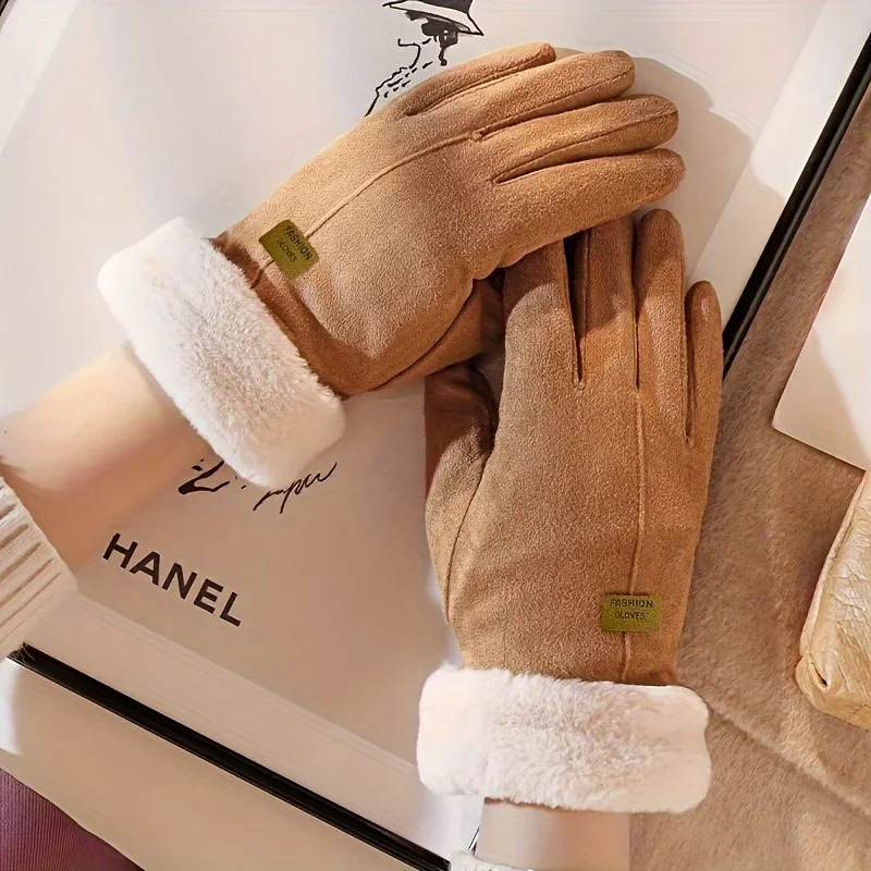 Warm Winter Gloves With Plush Interior Touch Screen Snow Thickened Cold Weather Sports Gloves Christmas Gloves Gifts 250807