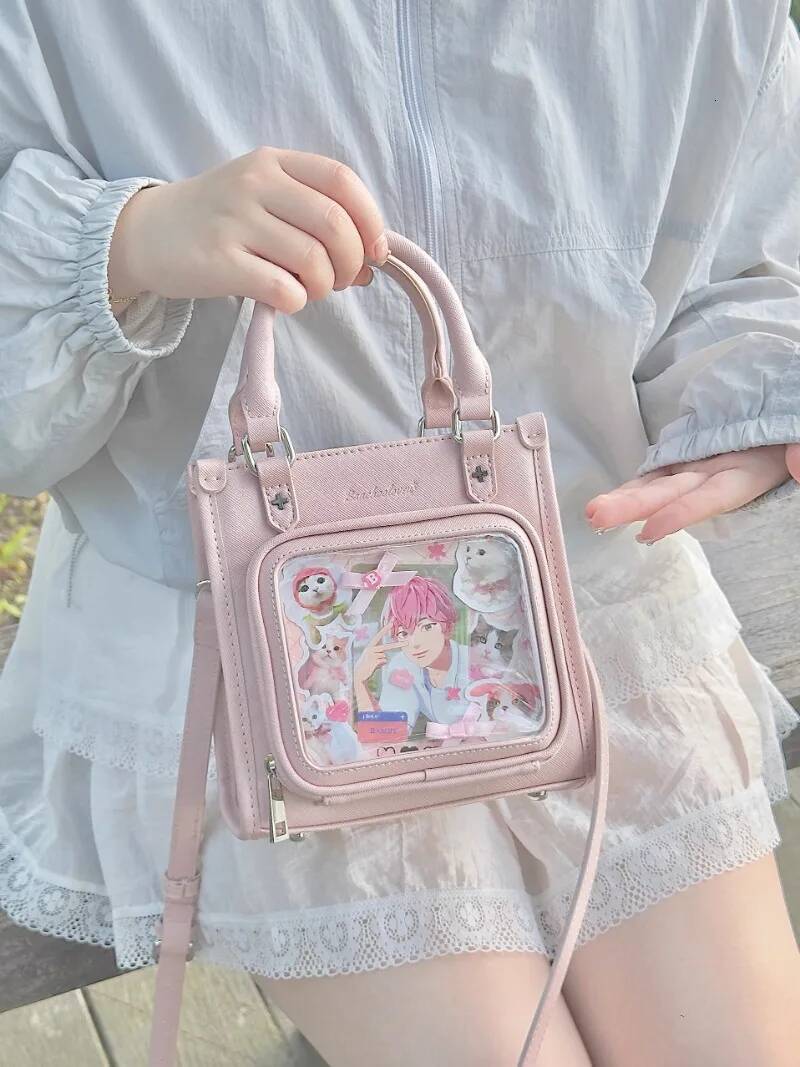 Japanese Cute Ita All Match Transparent Crossbody Bags Women Sweet Solid Candy Color Dispaly Shoulder Bag Bolsas Mujer